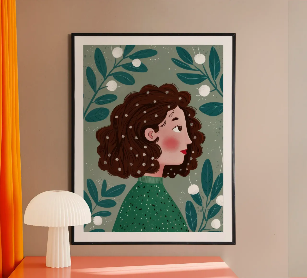 Curly Hair Snowy Day poster by Marigold Tiga