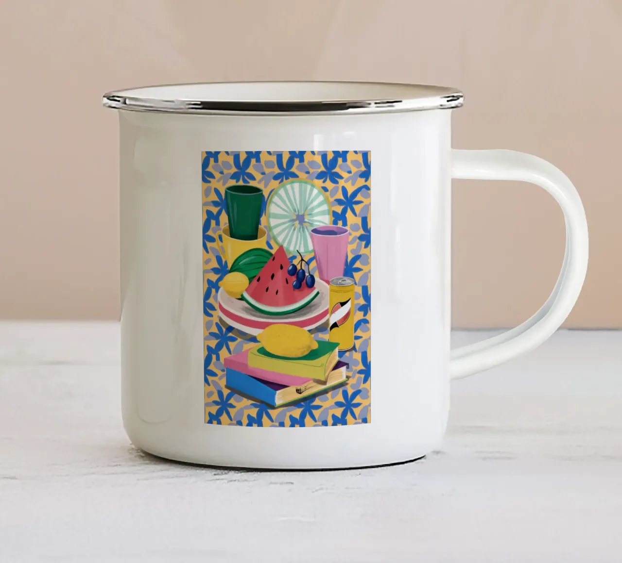Anguria e libri tazza in smalto da Pale Aura