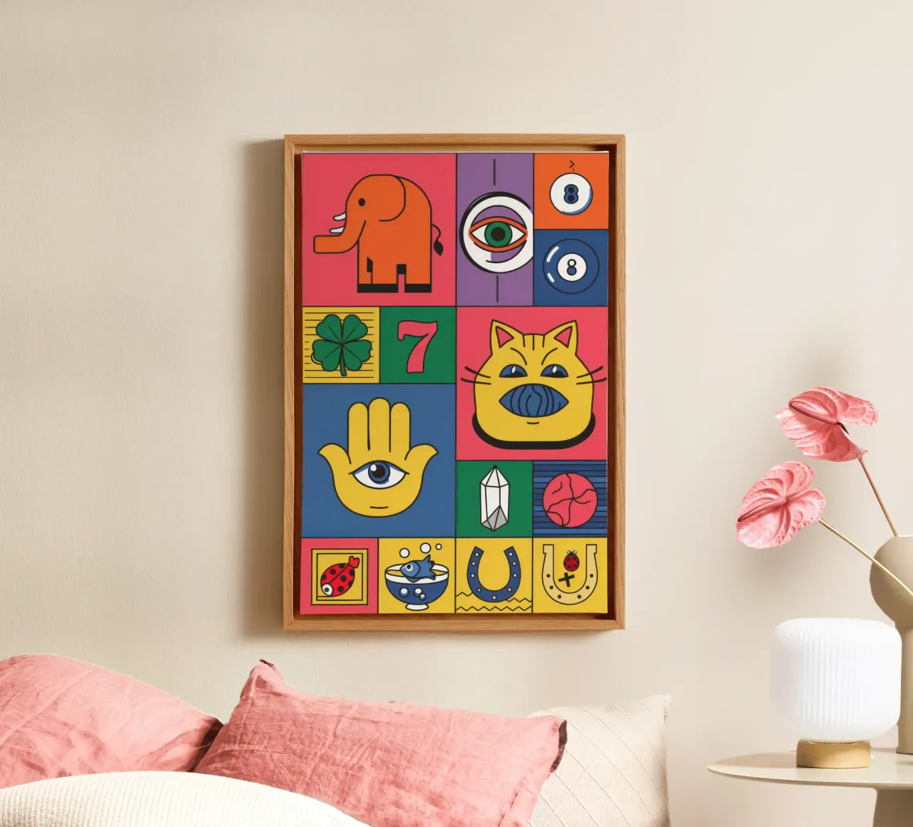 Eclectisch Fortuinraster canvas met Baklijst van Arcane Lines