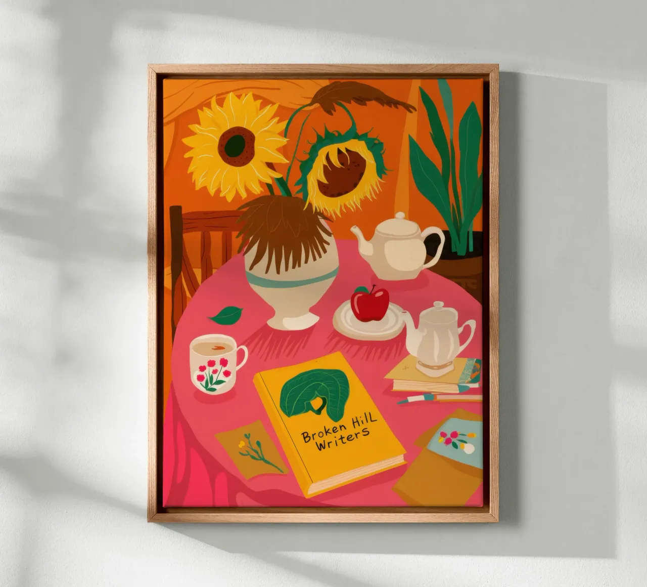 Zonnebloem Theetijd canvas met Baklijst van Pale Aura
