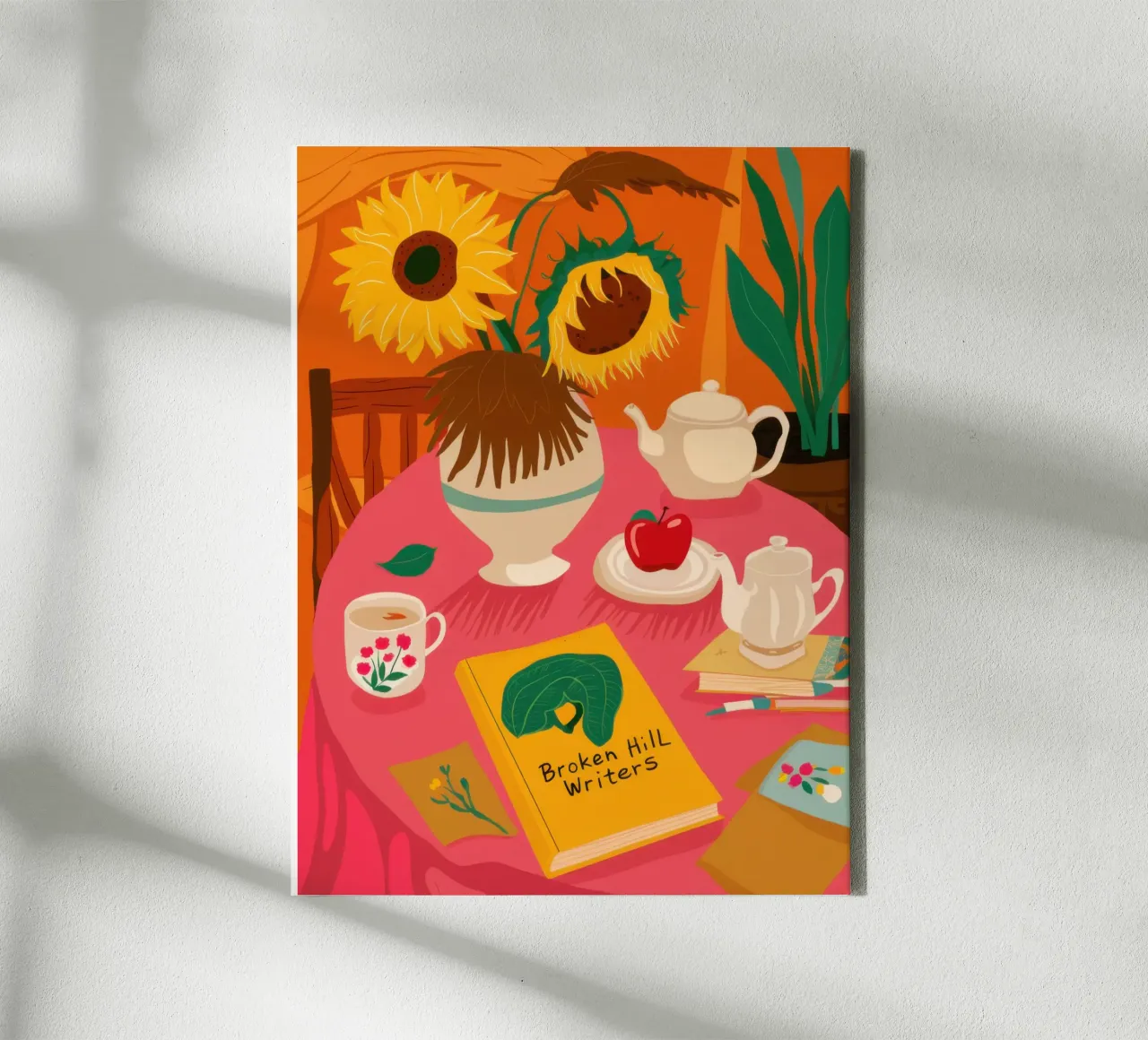 Zonnebloem Theetijd canvas met Baklijst van Pale Aura