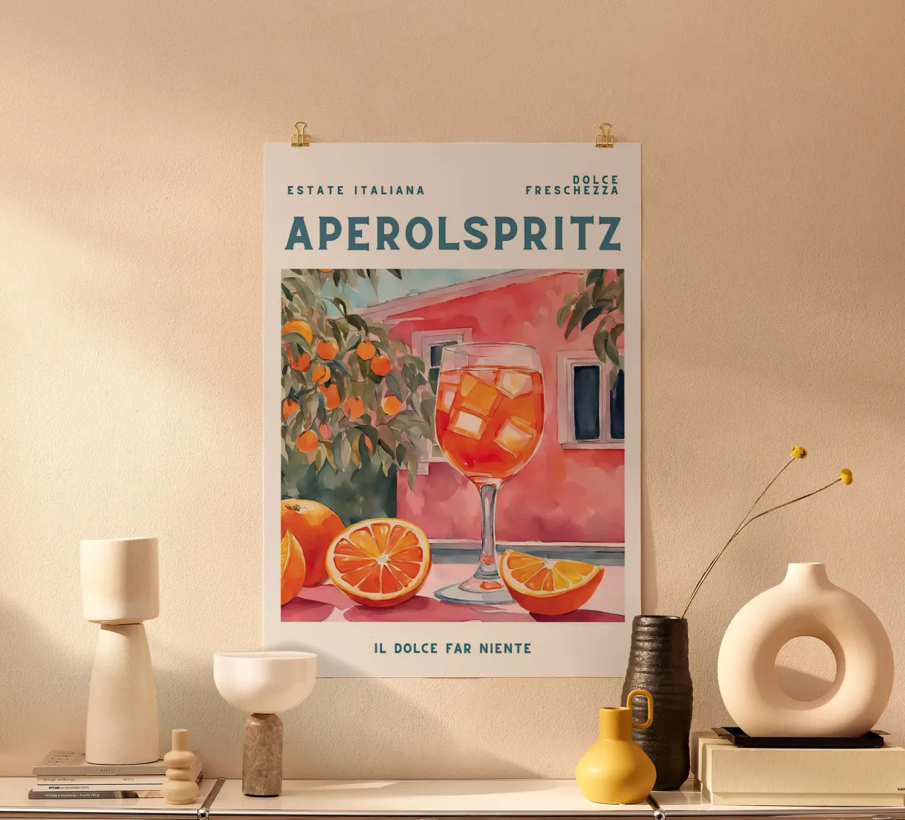 Aperolspritz 2025 Poster mit Holzrahmen von Hitspost