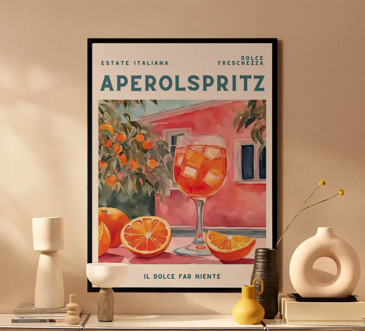 Aperolspritz 2025 Poster mit Holzrahmen von Hitspost