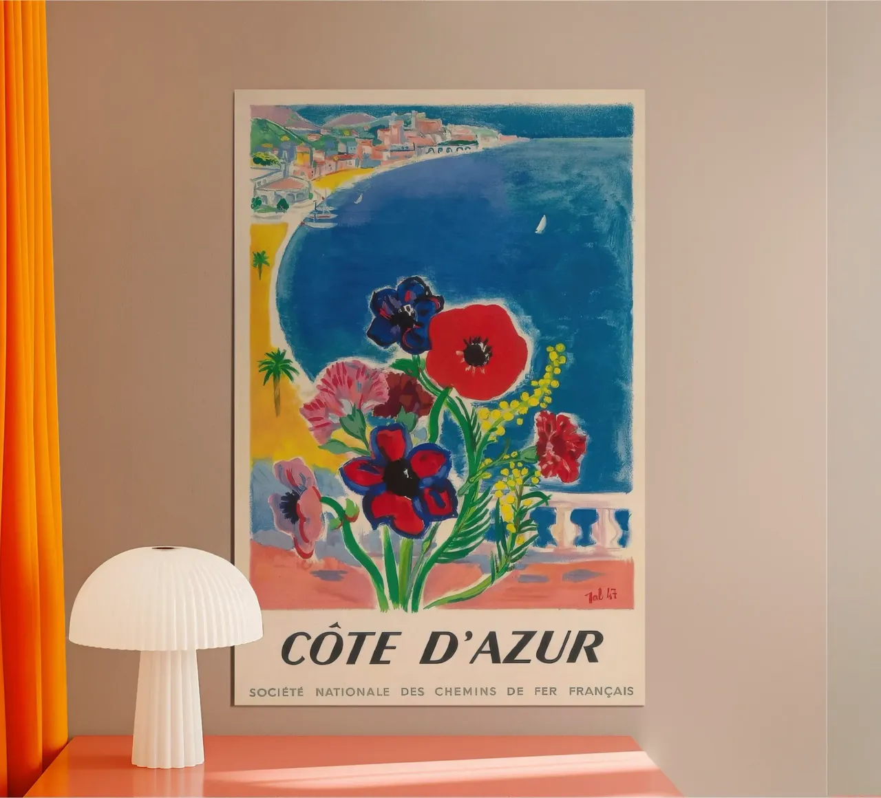 Costa Azzurra Costa Azzurra Viaggio d'epoca 1947 poster con telaio in alluminio da Hitspost