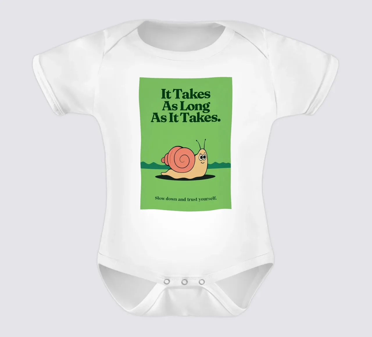 Funny Snail it takes as long as it takes short-sleeve baby romper by oneone