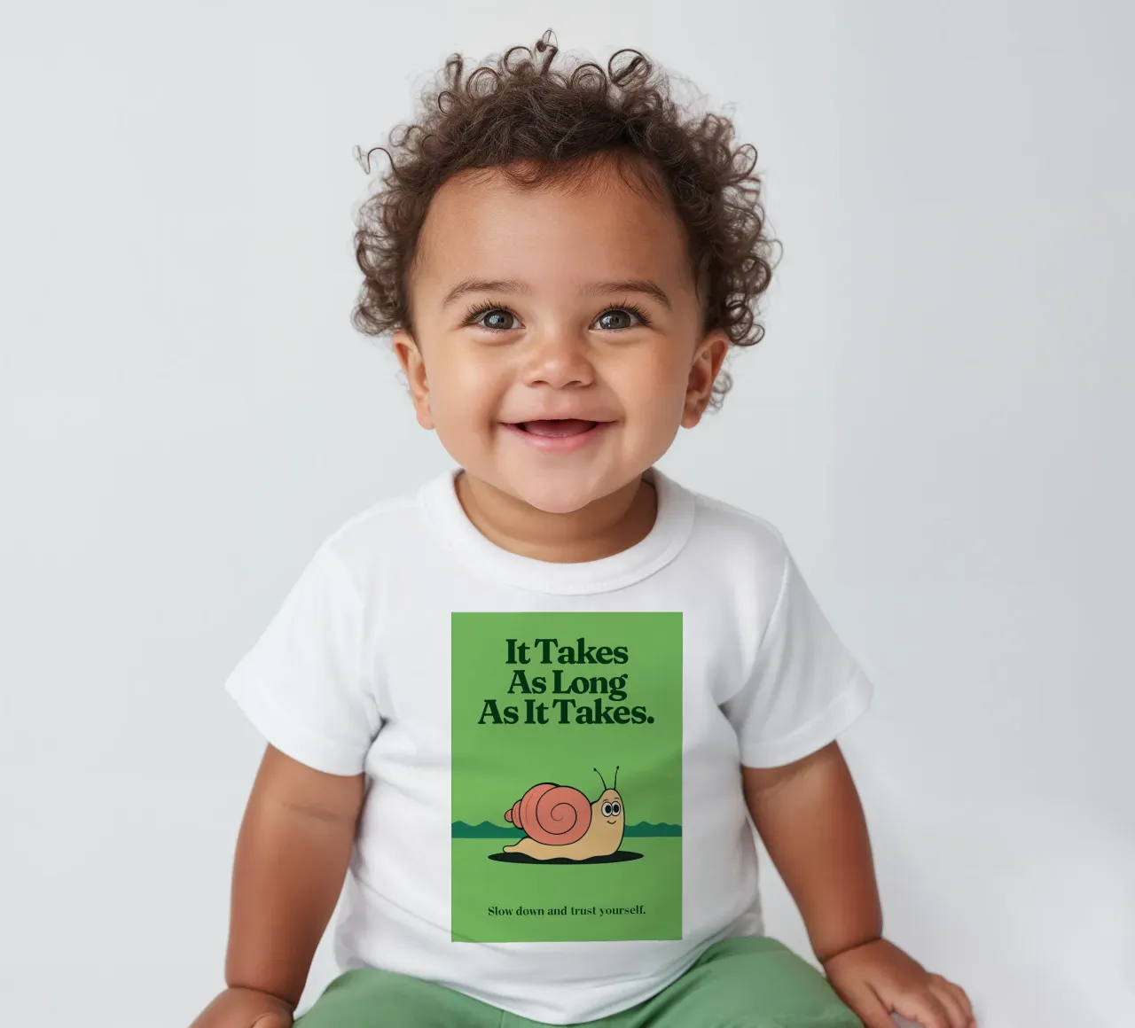 Funny Snail it takes as long as it takes baby t-shirt by oneone