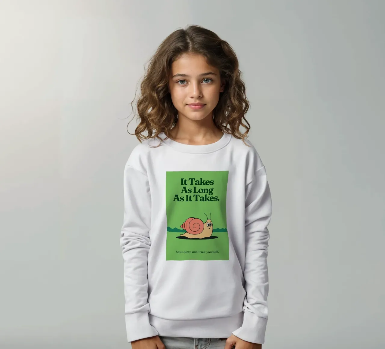 Funny Snail it takes as long as it takes kids sweatshirt by oneone
