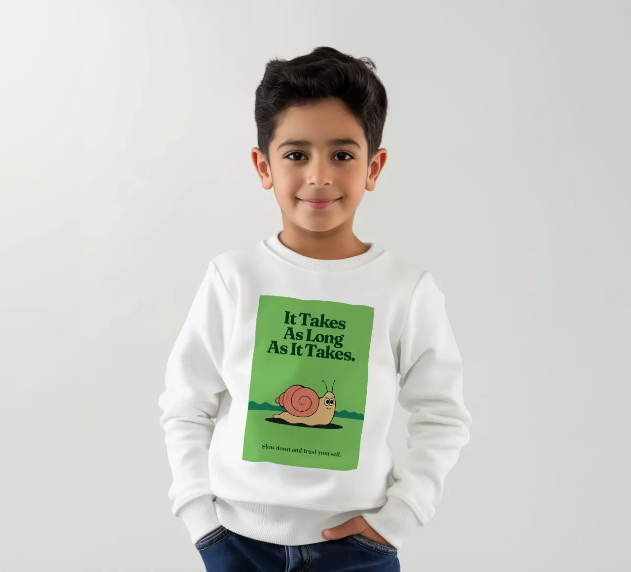Funny Snail it takes as long as it takes kids sweatshirt by oneone