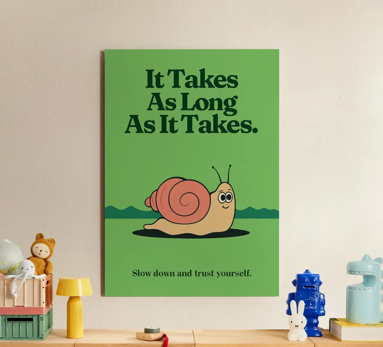 Funny Snail it takes as long as it takes alu-dibond by oneone