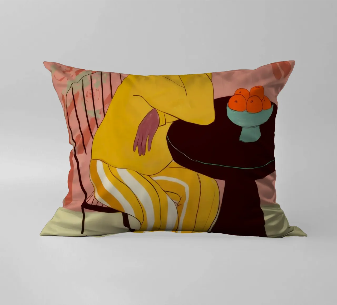 Yellow Jumpsuit Gathering decorative cushion by Marigold Tiga