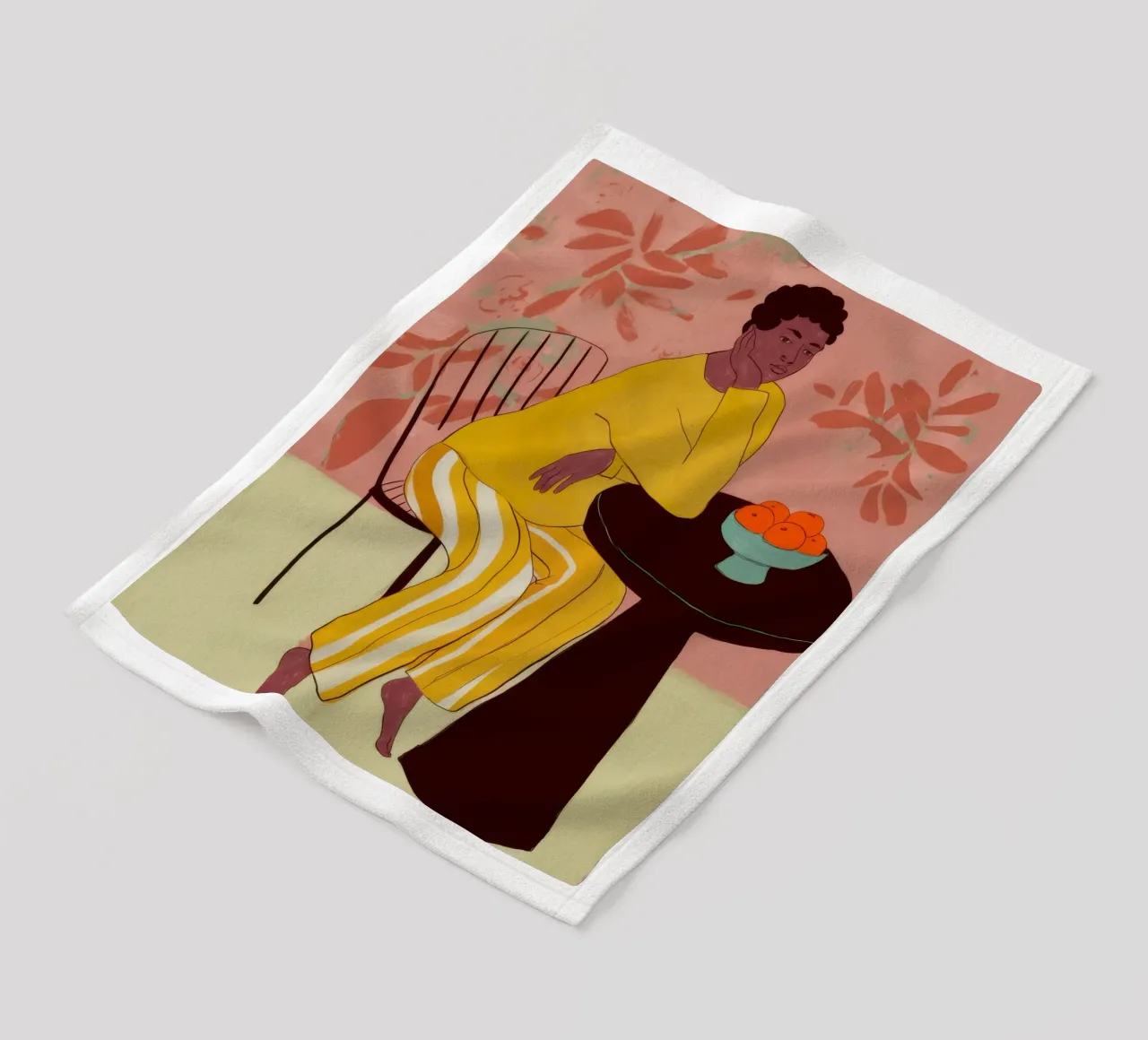 Yellow Jumpsuit Gathering fleece blanket by Marigold Tiga