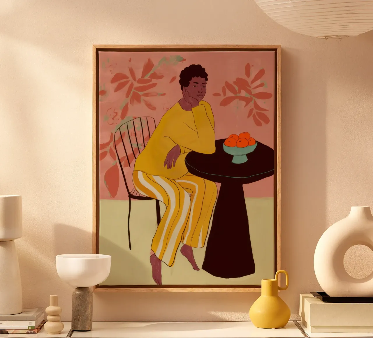 Yellow Jumpsuit Gathering canvas by Marigold Tiga