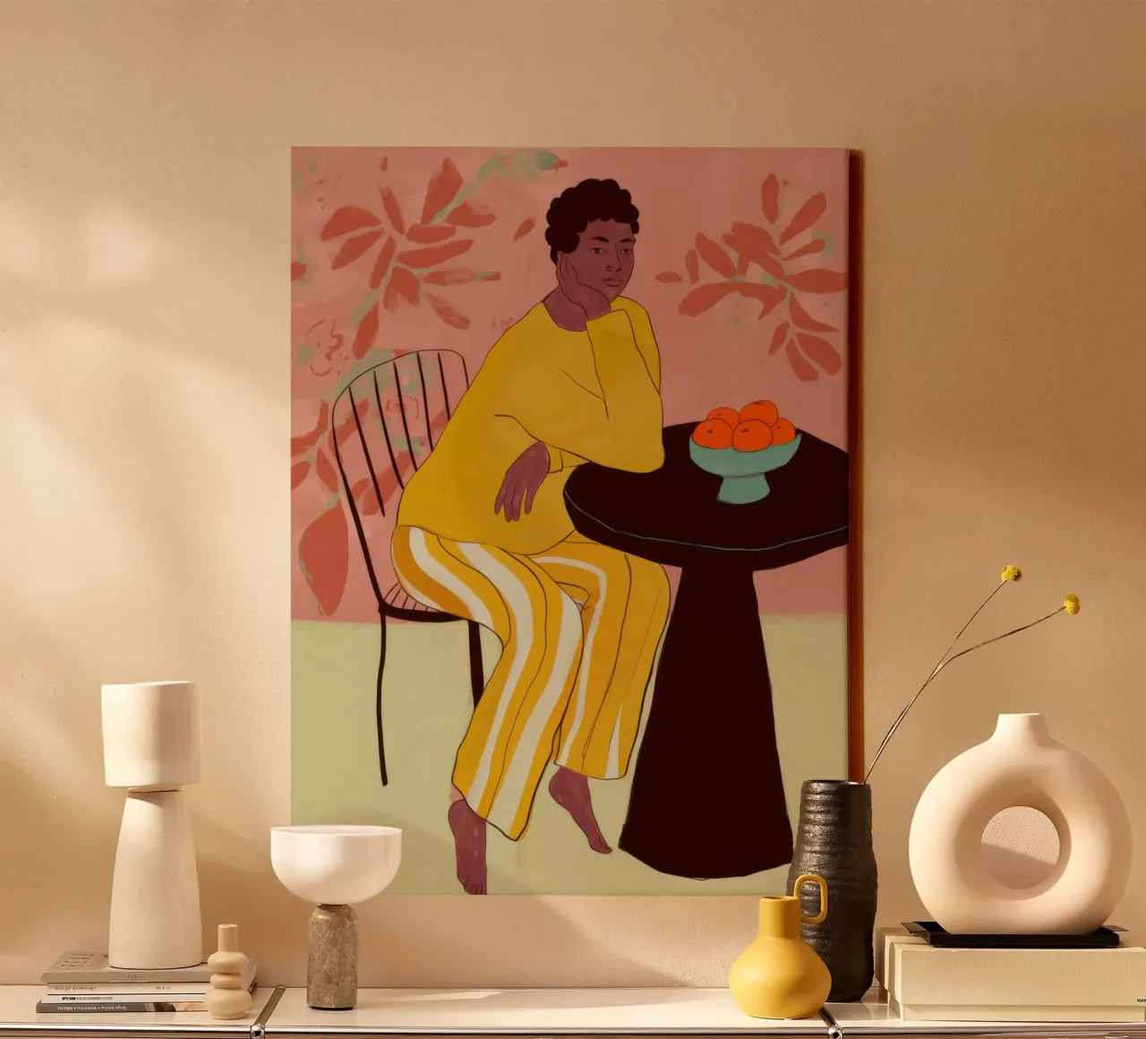 Yellow Jumpsuit Gathering canvas by Marigold Tiga