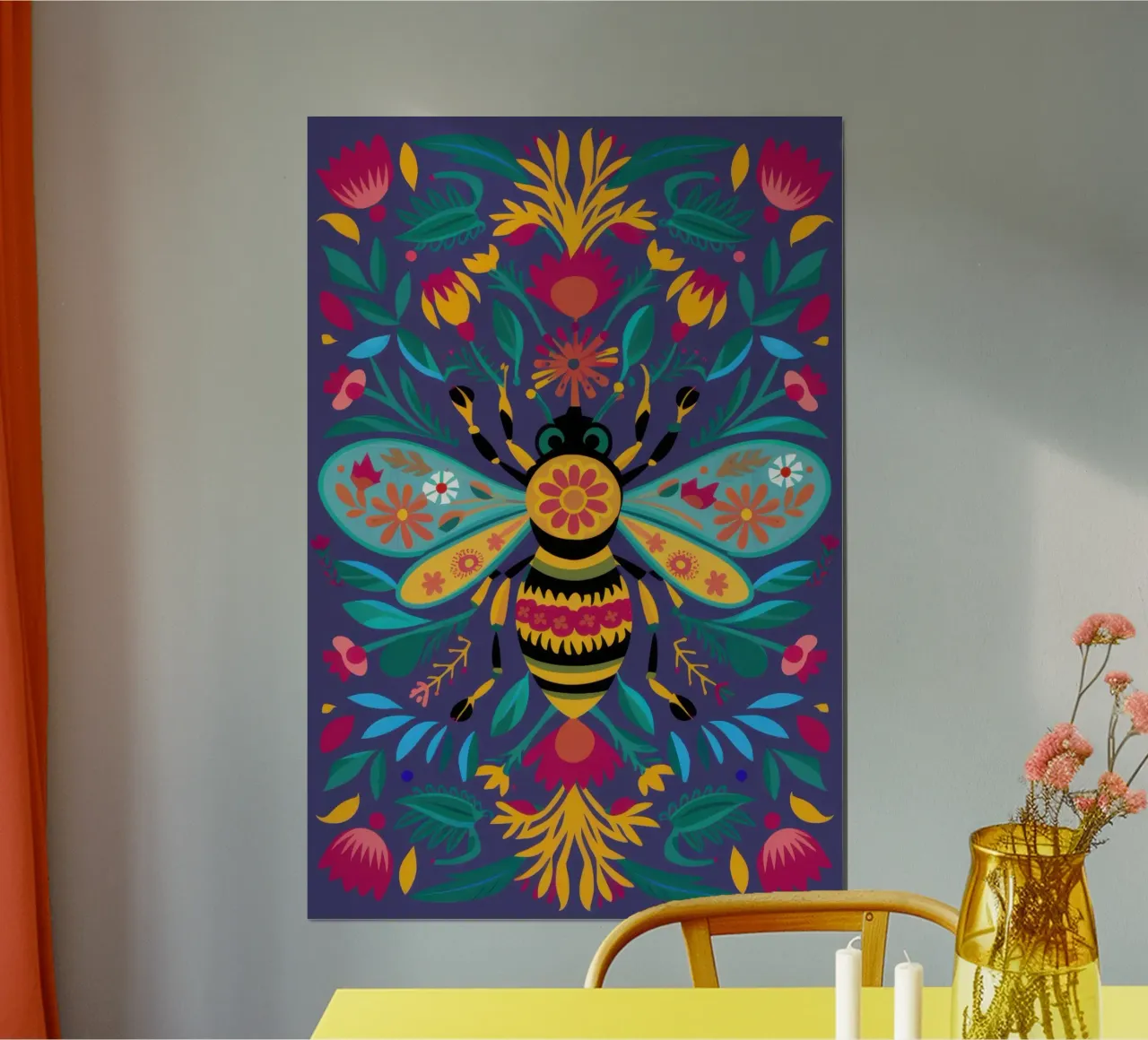 Re del polline ornato poster con telaio in legno da Arcane Lines
