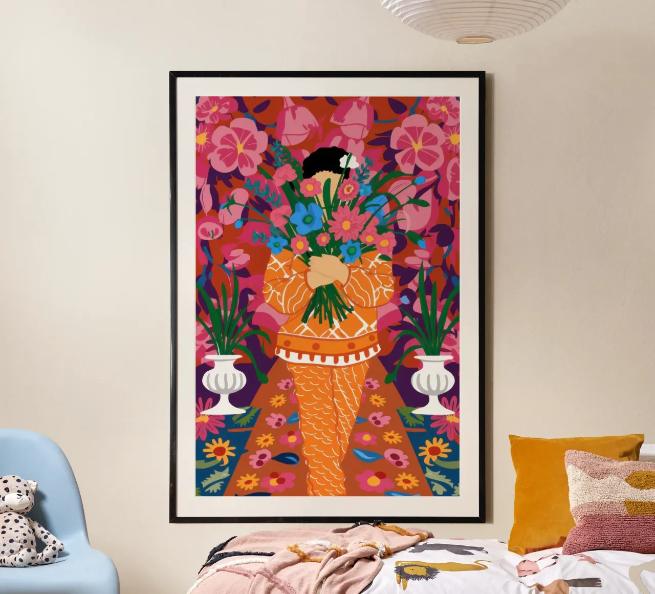 Mujer con ramo de flores poster de Marigold Tiga