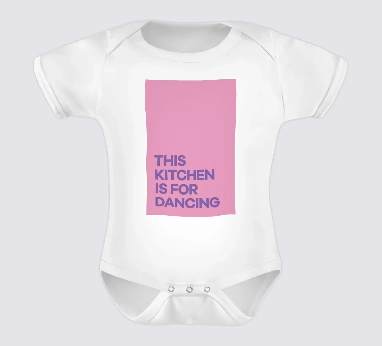 This Kitchen is for Dancing Purple short-sleeve baby romper by Pure