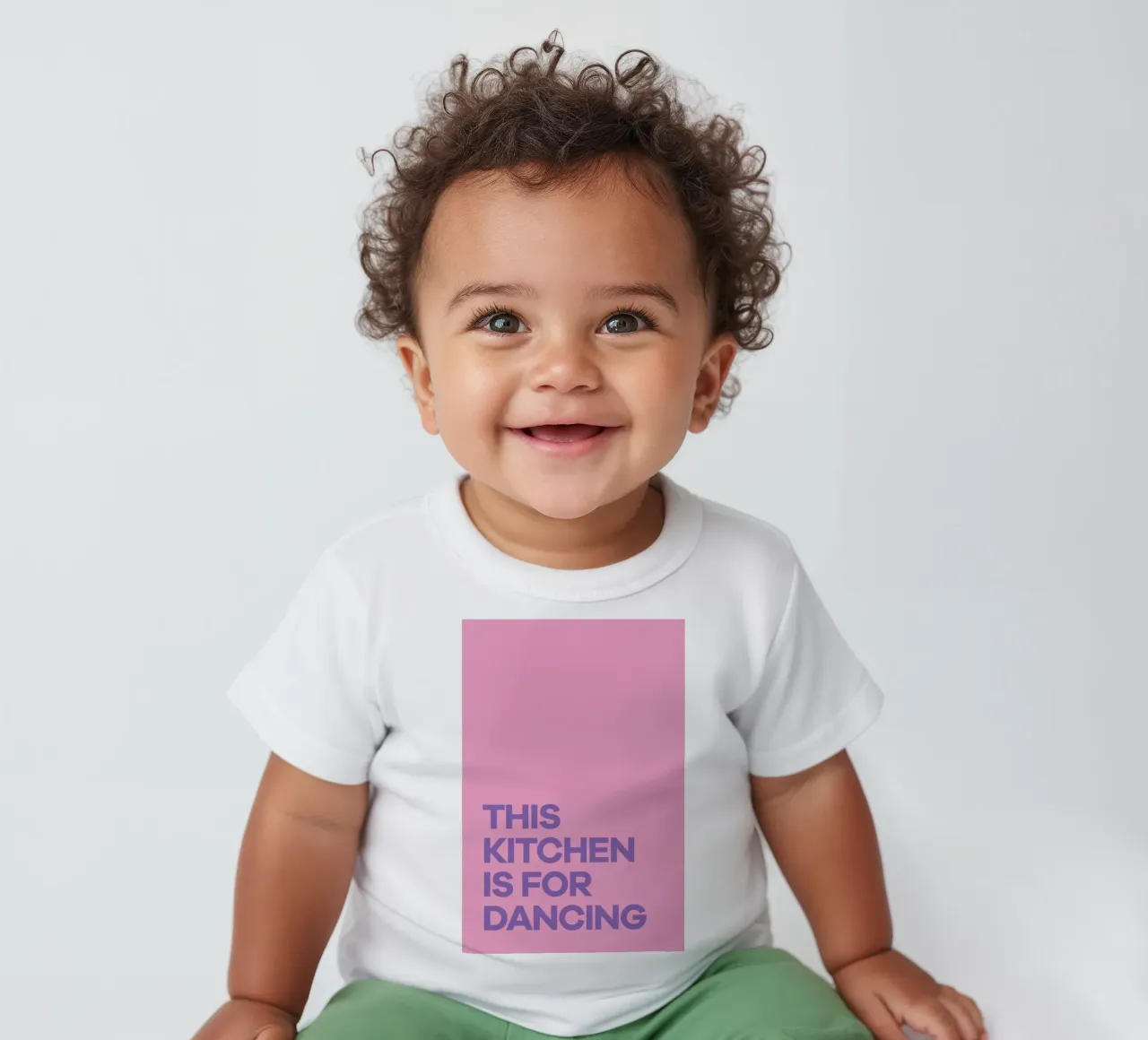 This Kitchen is for Dancing Purple baby t-shirt by Pure