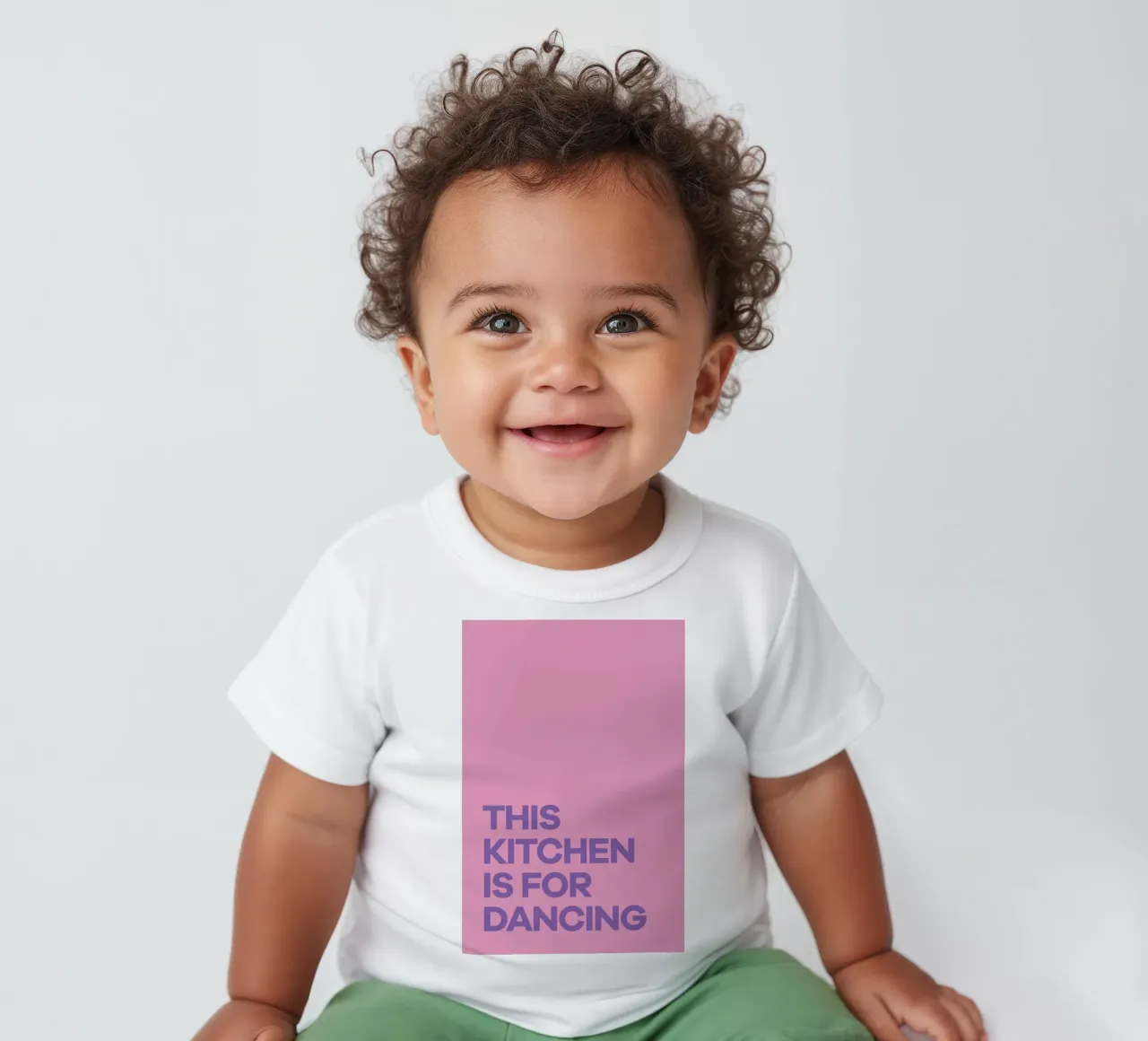 This Kitchen is for Dancing Purple baby t-shirt by Pure
