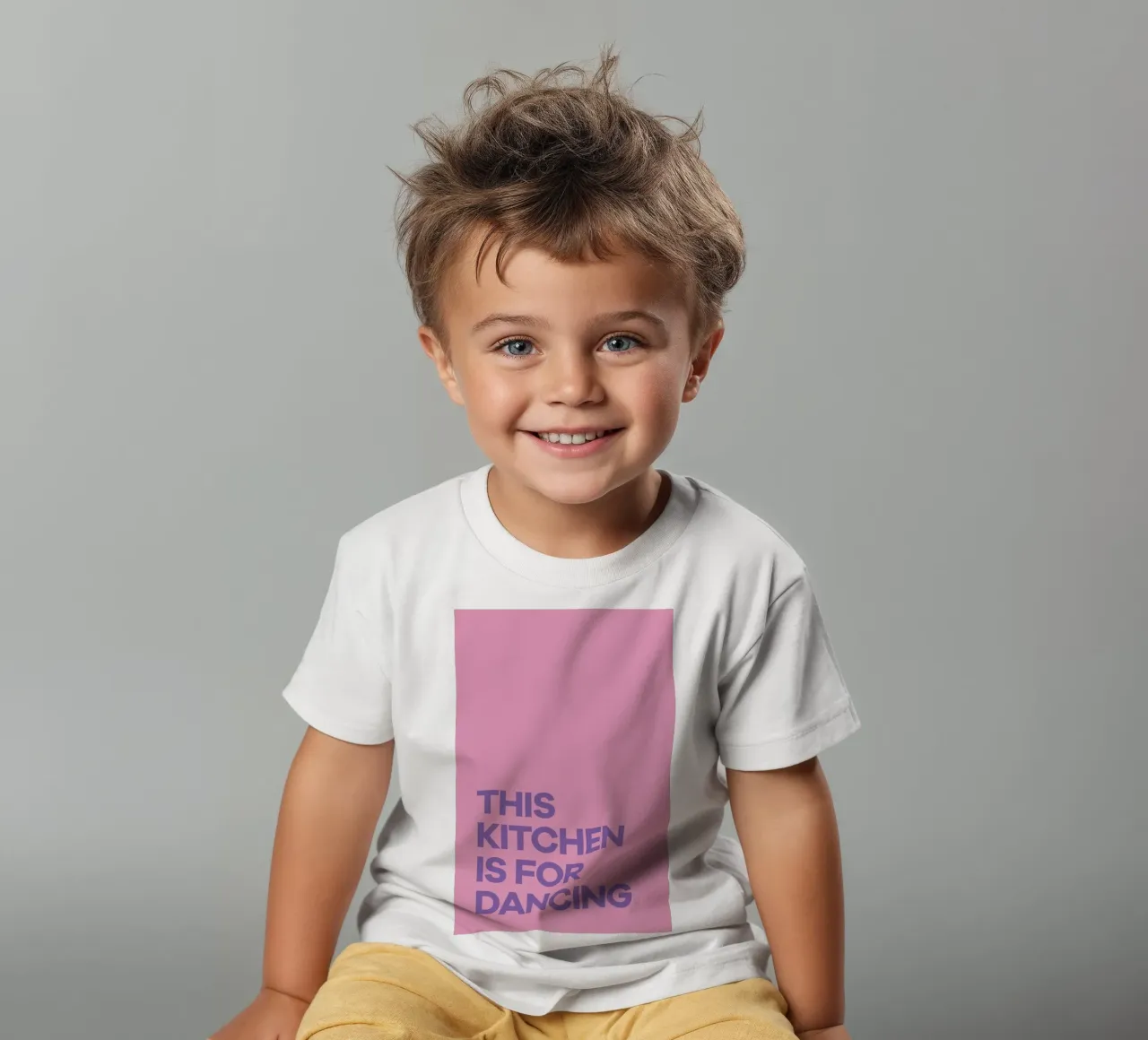 This Kitchen is for Dancing Purple kids t-shirt by Pure