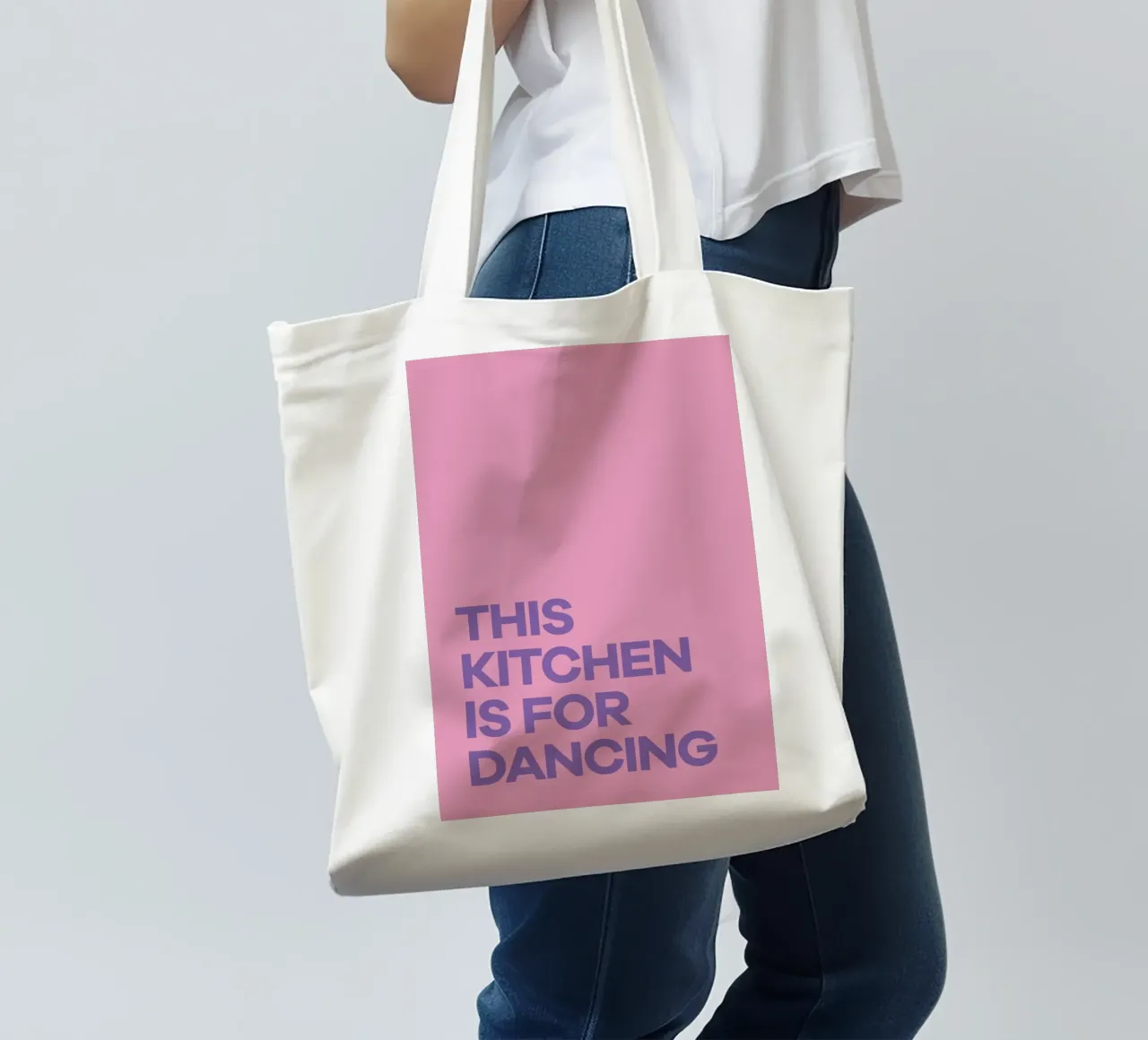 This Kitchen is for Dancing Purple tote bag by Pure