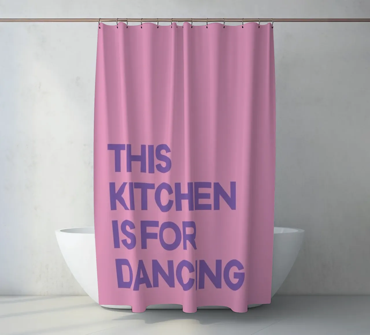 This Kitchen is for Dancing Purple shower curtain by Pure