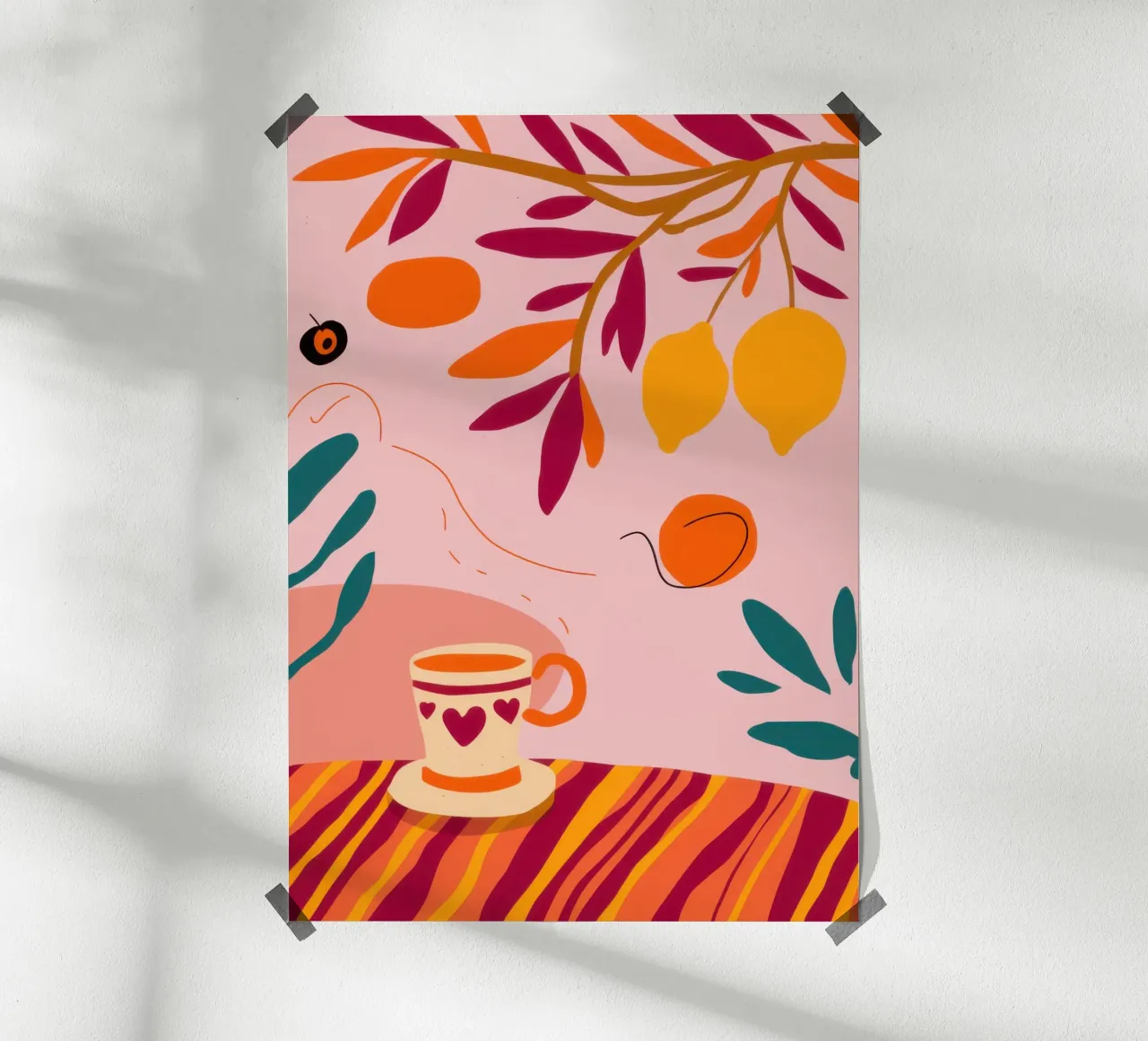 Foglie d'agrumi Immobile poster con telaio in alluminio da Sentinel Glow