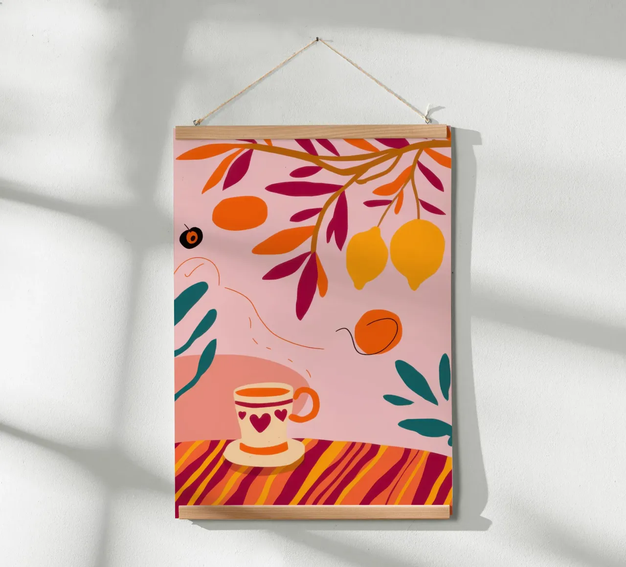 Foglie d'agrumi Immobile poster con telaio in alluminio da Sentinel Glow