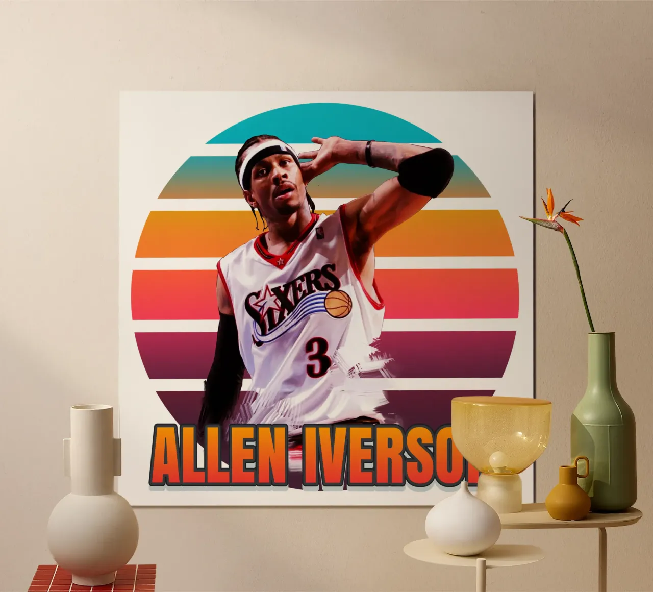 Allen Iverson vintage poster con telaio in legno da Lembayung art