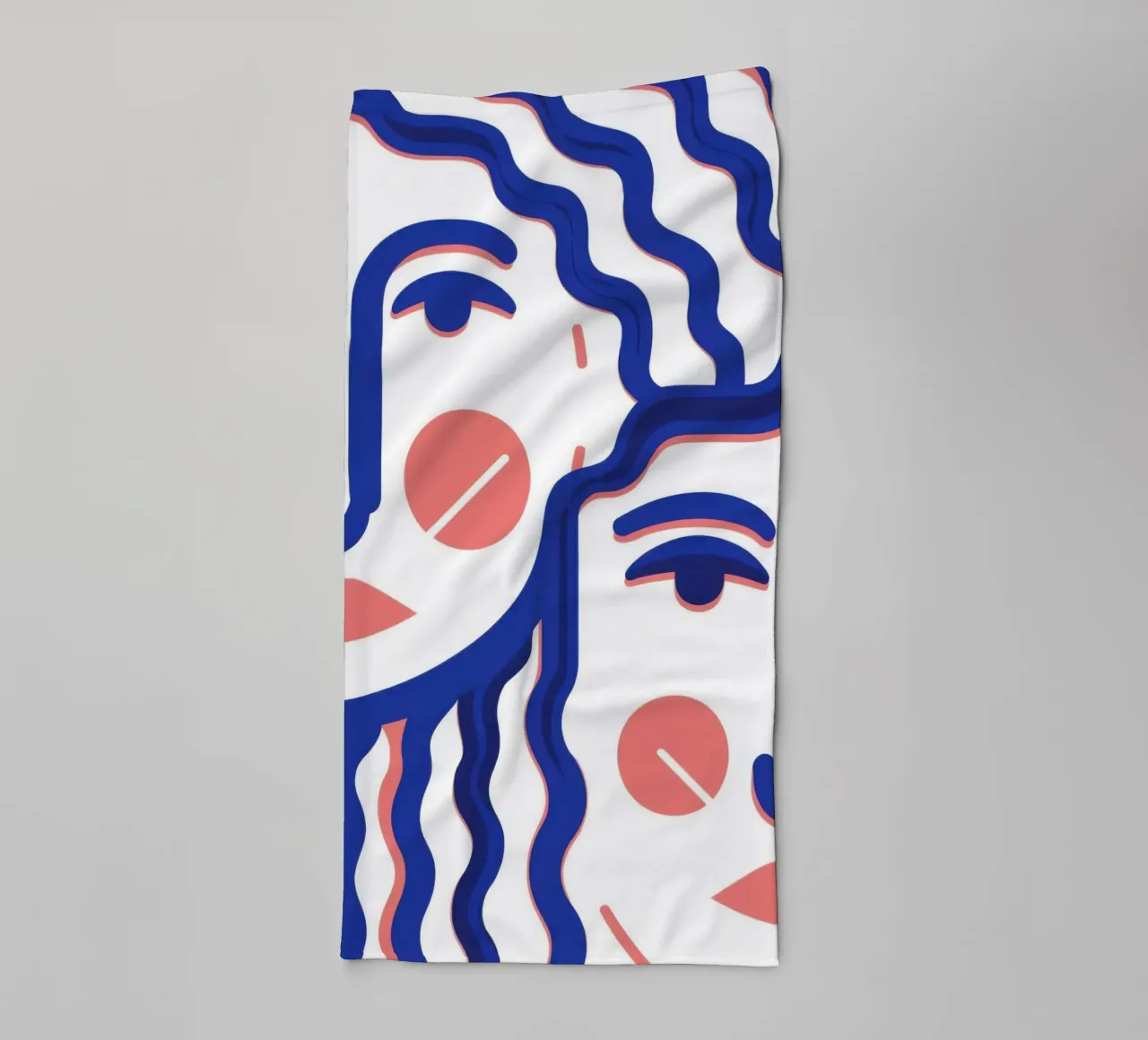 Golvend Gezicht Abstract badhanddoek van Marigold Tiga