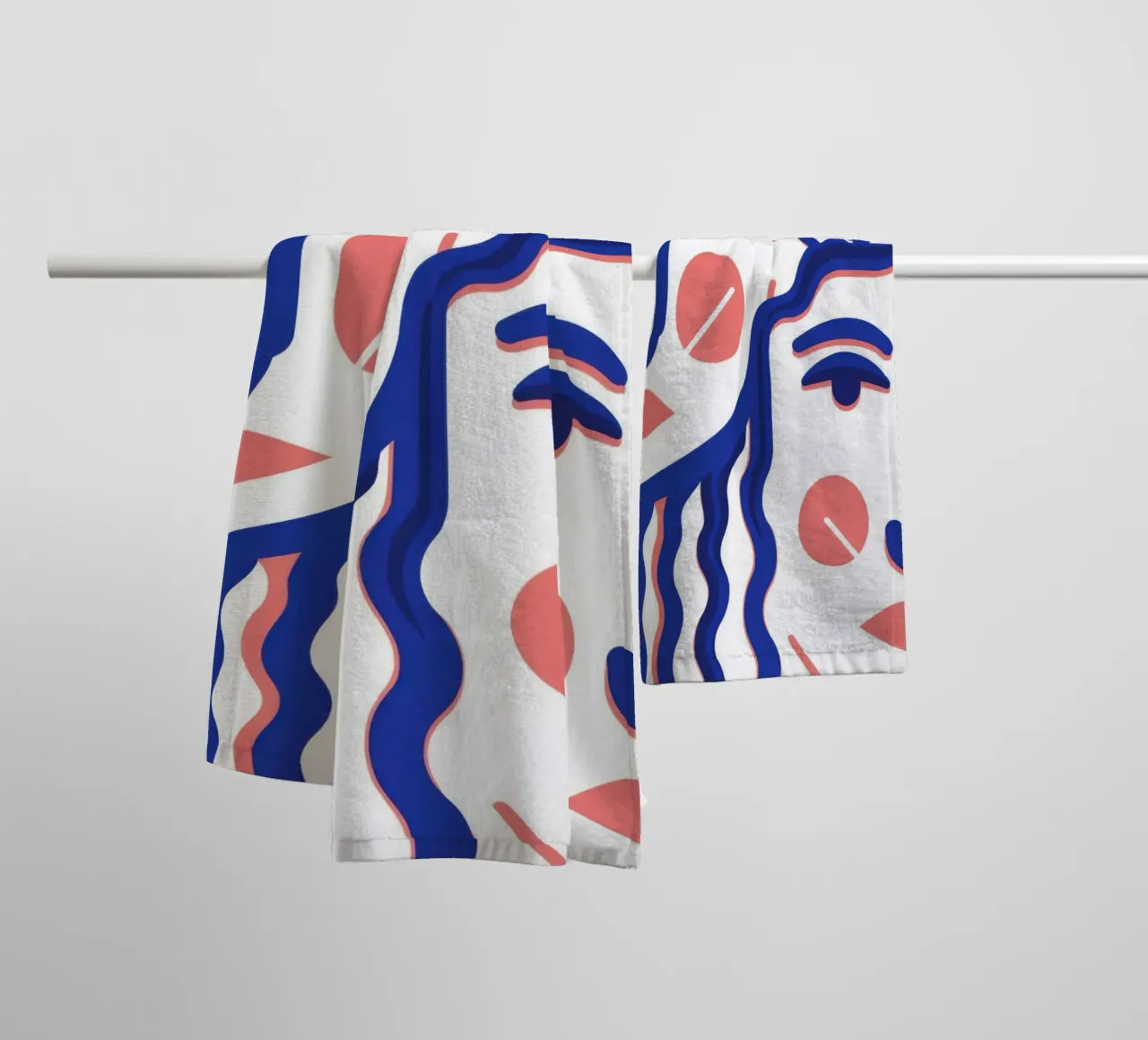 Golvend Gezicht Abstract badhanddoek van Marigold Tiga