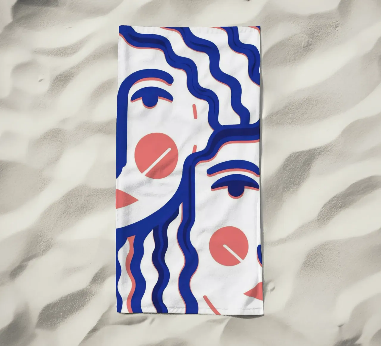 Golvend Gezicht Abstract strandhanddoek van Marigold Tiga