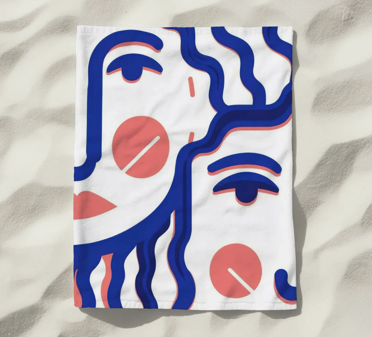 Golvend Gezicht Abstract strandhanddoek van Marigold Tiga