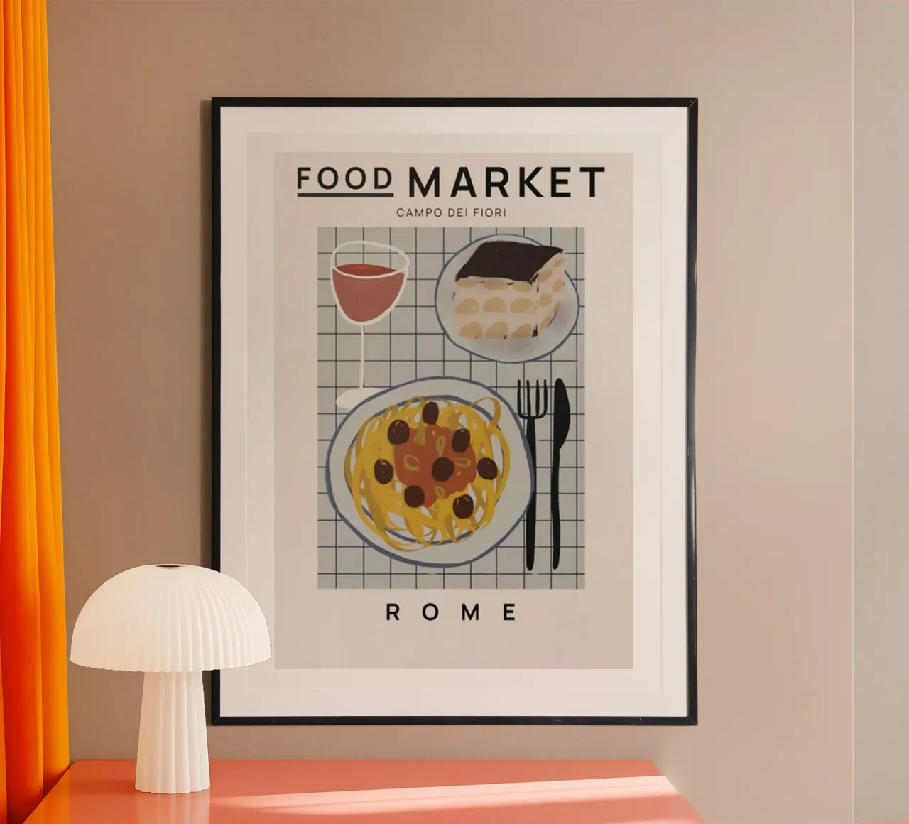 Mercato alimentare di Roma poster con telaio in alluminio da Food Market