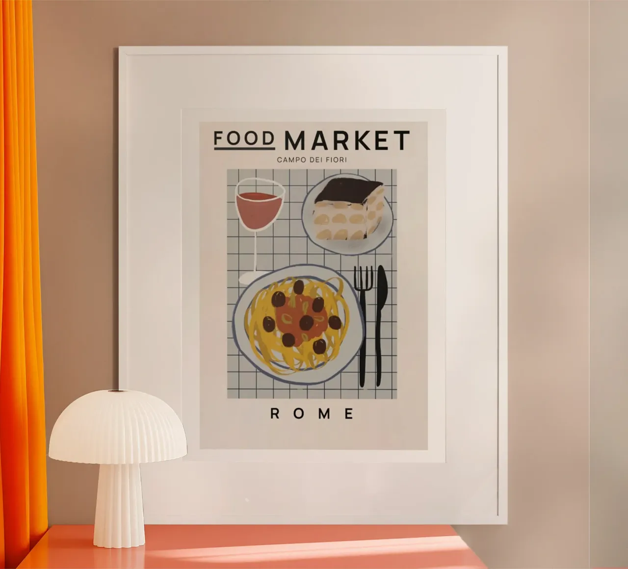 Mercato alimentare di Roma poster con telaio in alluminio da Food Market