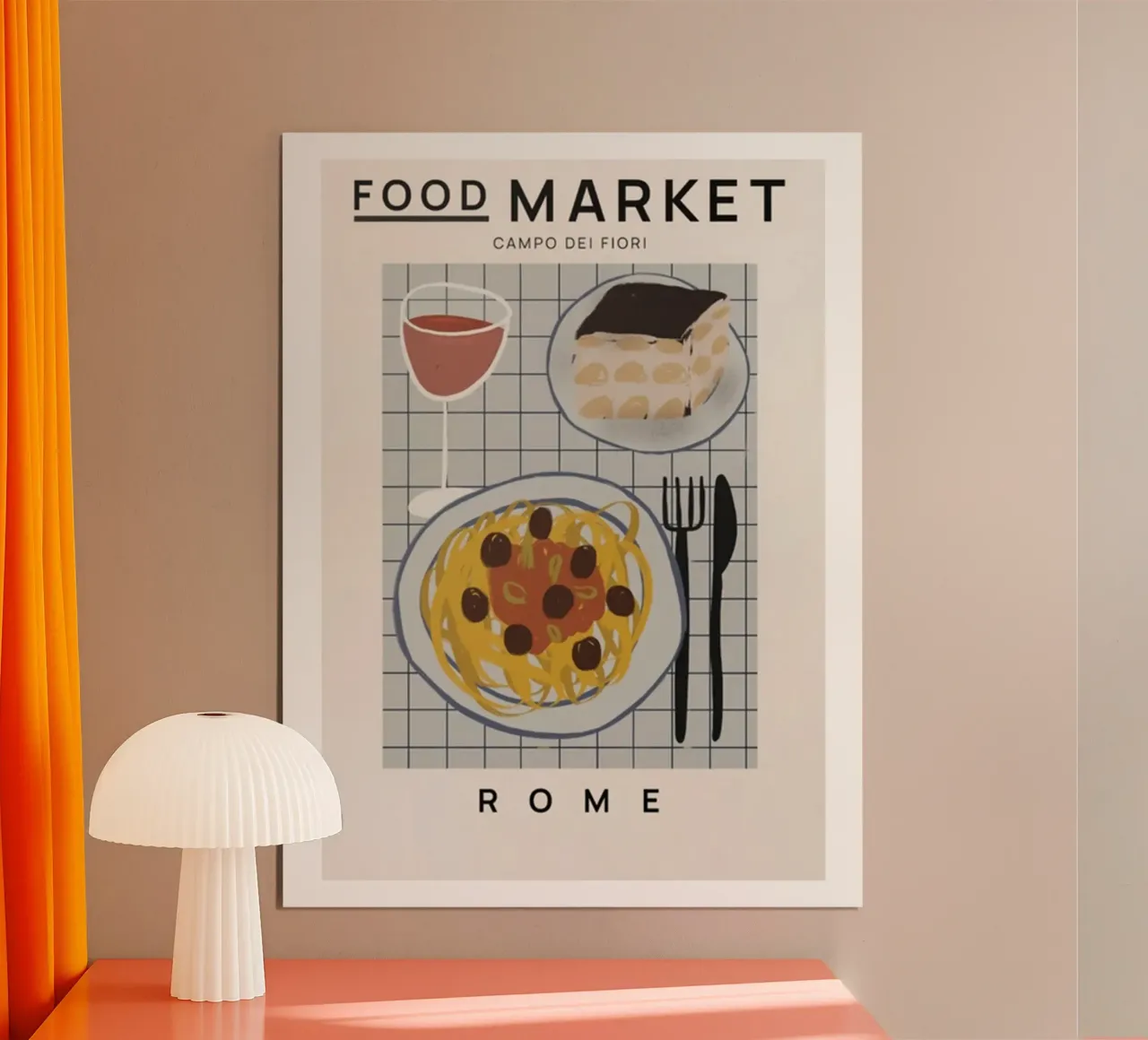 Mercato alimentare di Roma poster con telaio in alluminio da Food Market