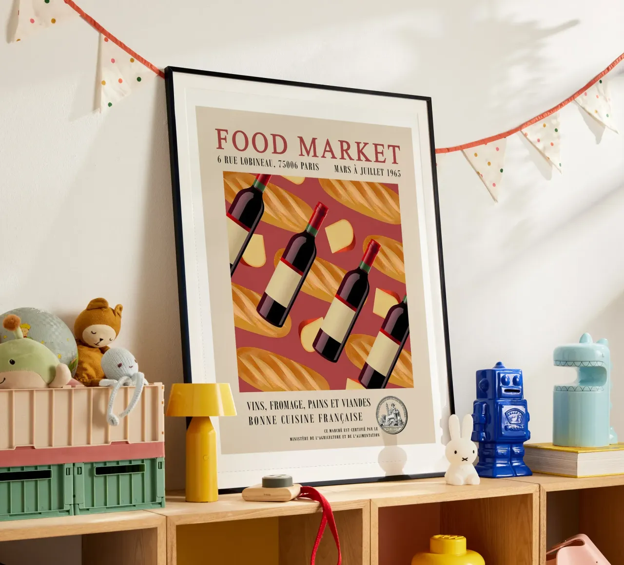 Bottiglia del mercato alimentare poster con telaio in alluminio da Food Market