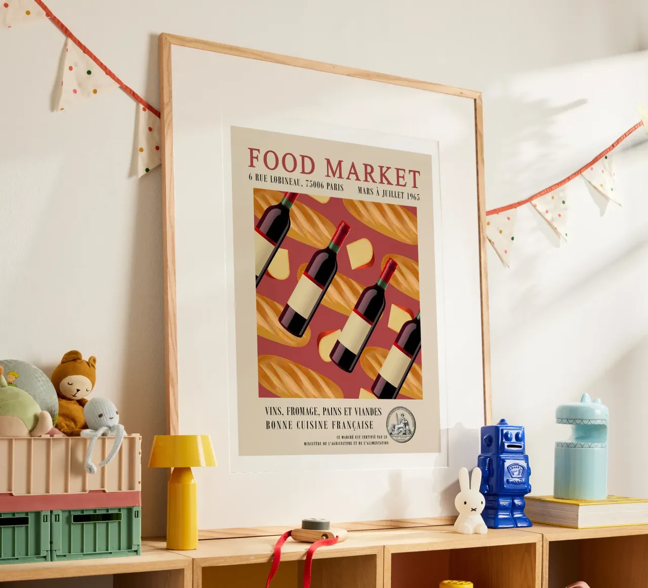 Bottiglia del mercato alimentare poster con telaio in alluminio da Food Market