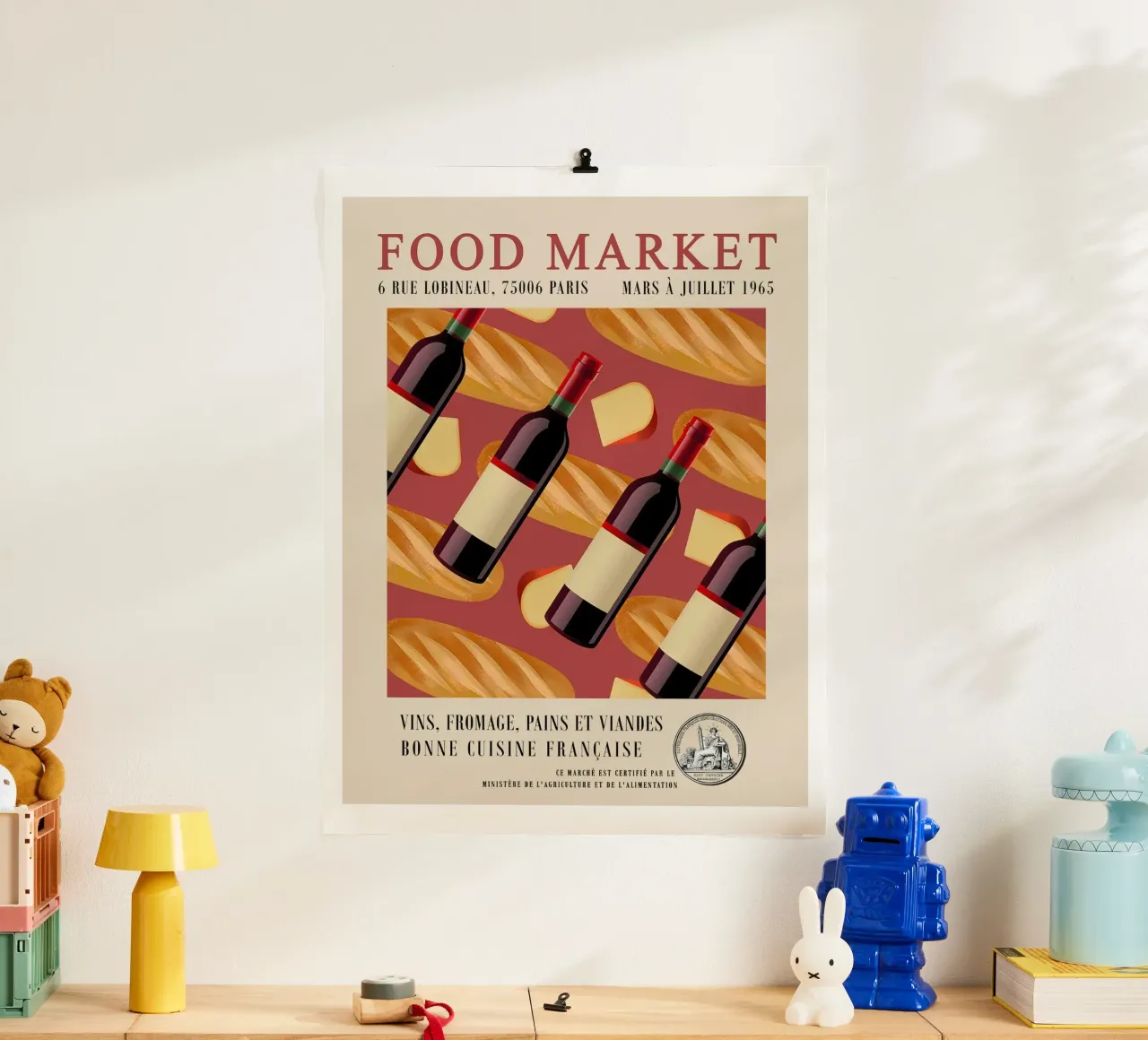 Bottiglia del mercato alimentare poster con telaio in alluminio da Food Market