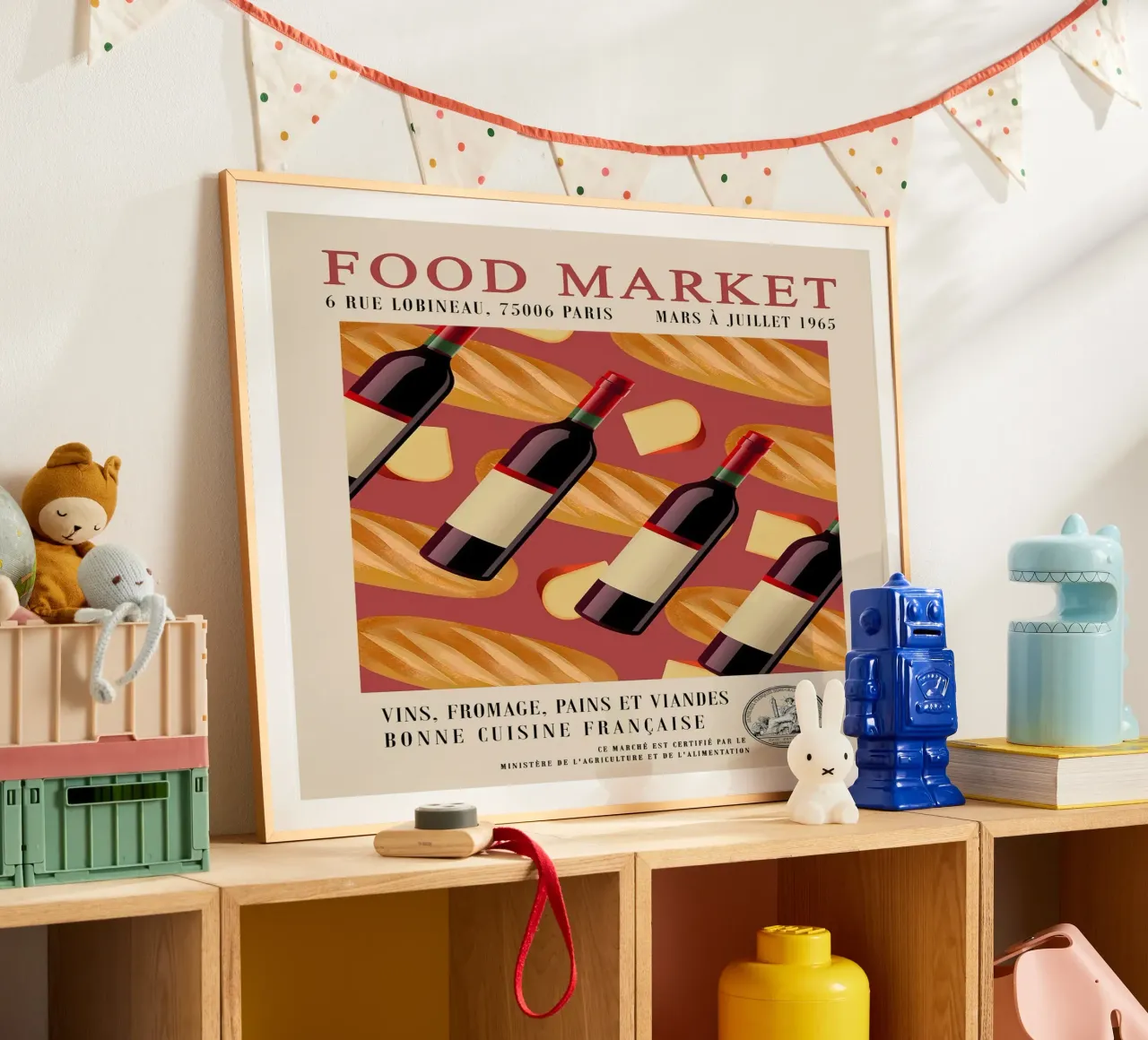 Bottiglia del mercato alimentare poster con telaio in alluminio da Food Market