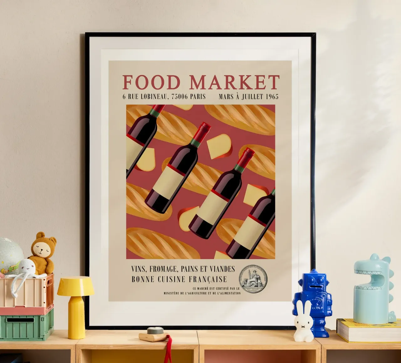 Bottiglia del mercato alimentare poster con telaio in alluminio da Food Market