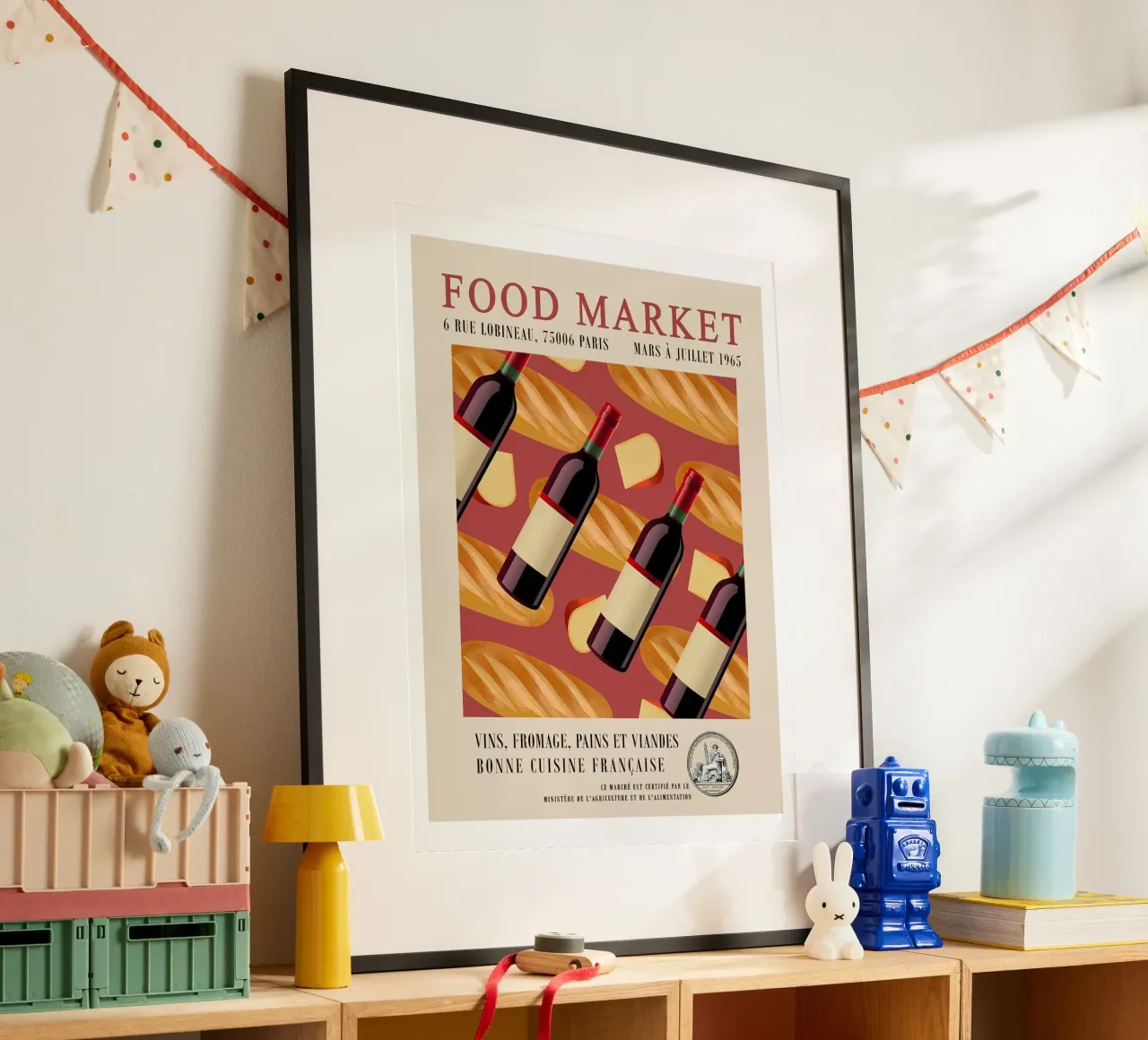Bottiglia del mercato alimentare poster con telaio in alluminio da Food Market