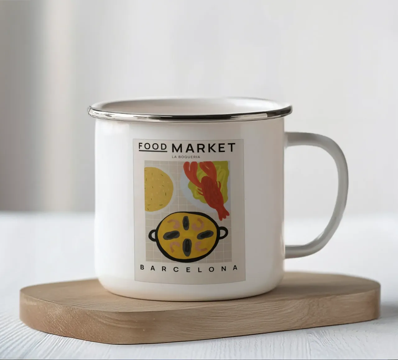 Mercato alimentare di Barcellona tazza in smalto da Food Market