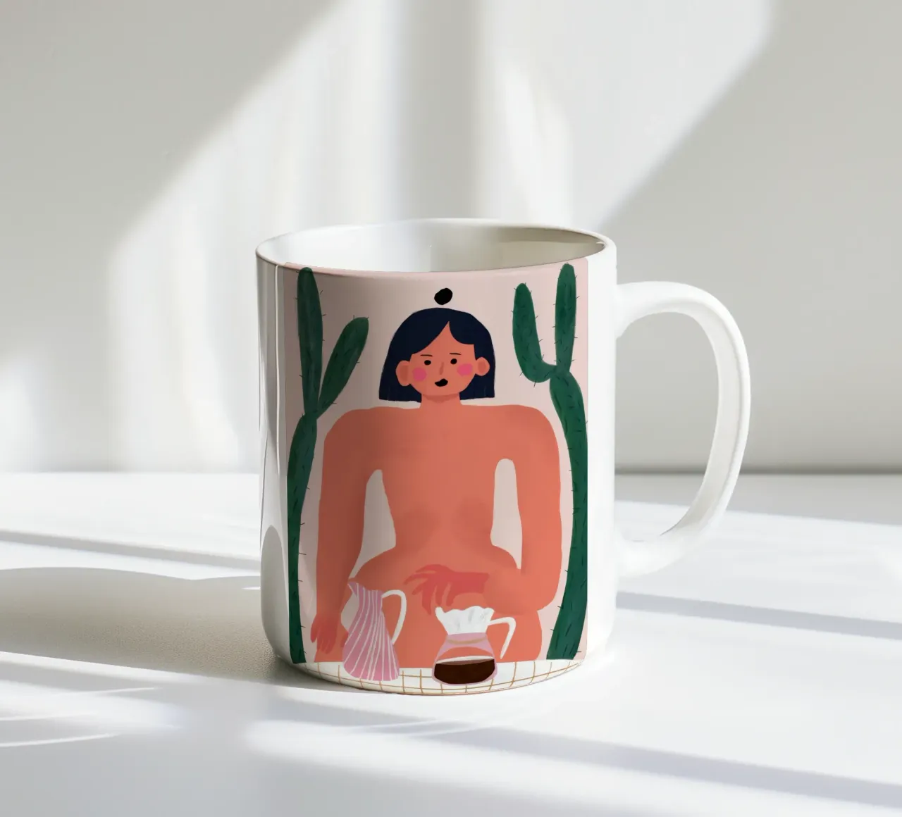 Nudo con brocca tazza in ceramica da Pale Aura