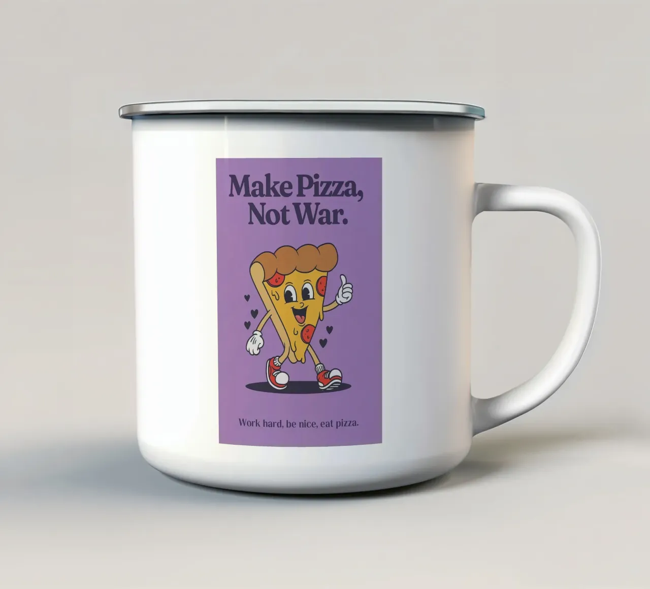 Make Pizza Not War tazza in smalto da oneone