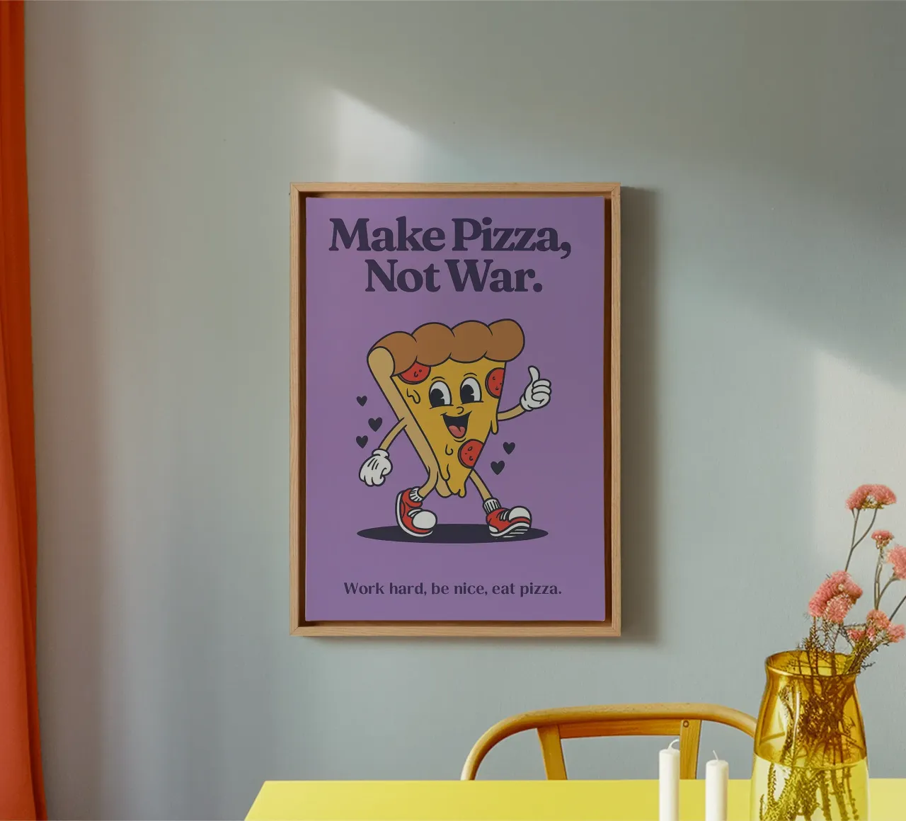 Make Pizza Not War tela con Cornice a cassetta da oneone
