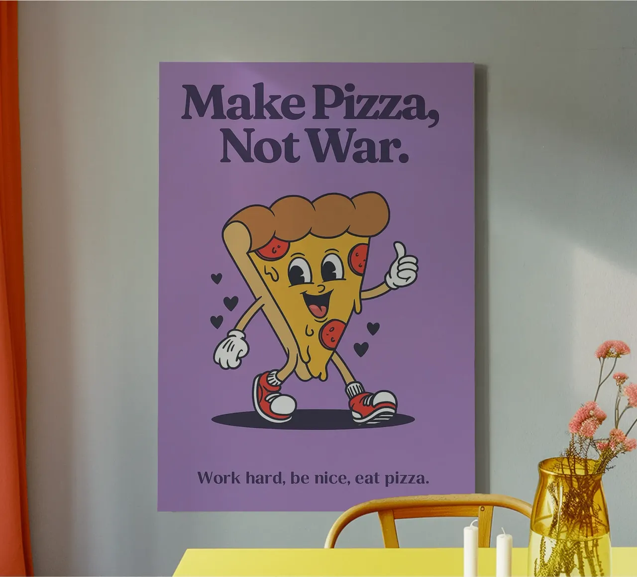 Make Pizza Not War tela con Cornice a cassetta da oneone