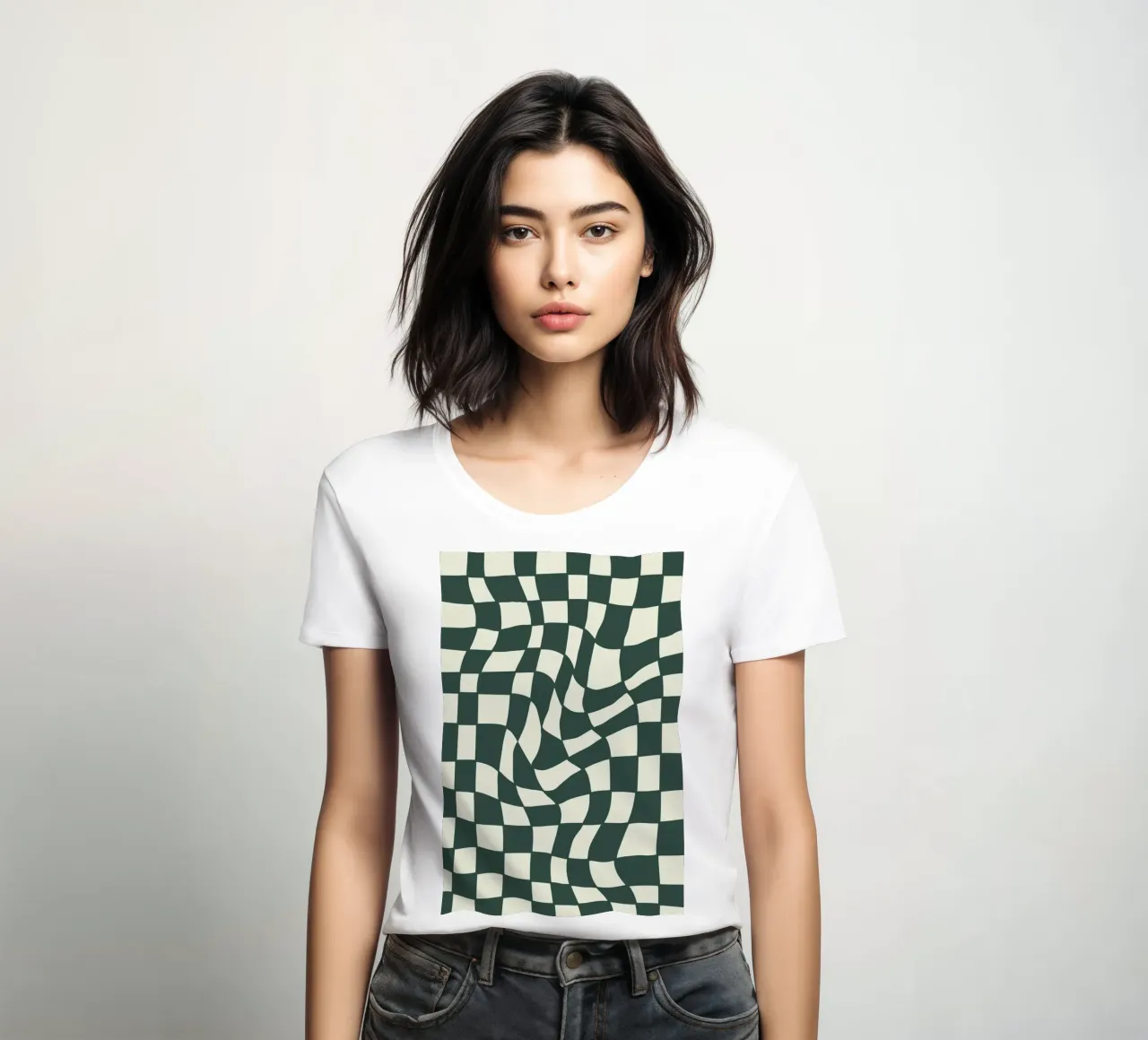 Miss Pompadour Check women's fitted t-shirt by Studio One