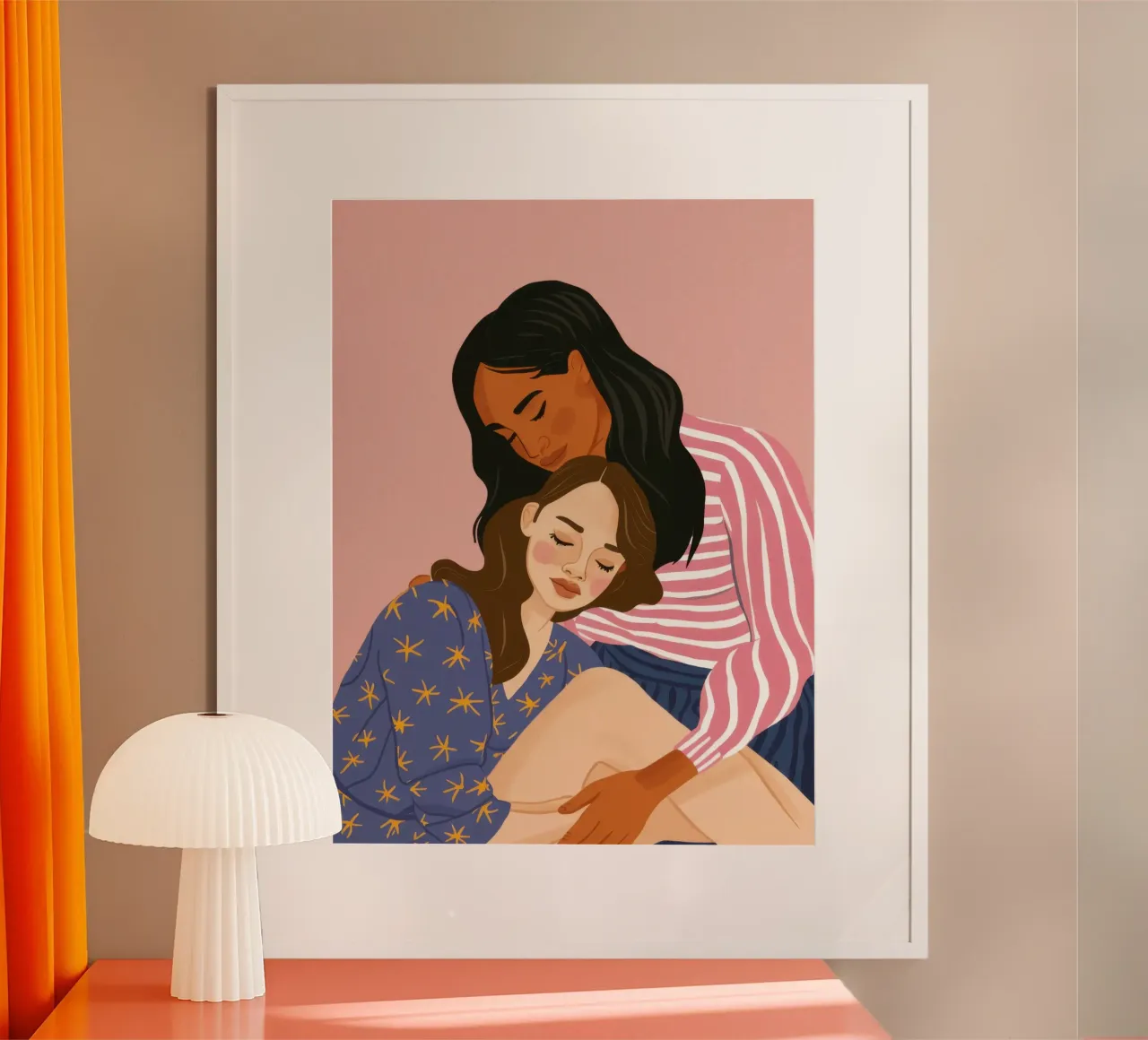 L'abbraccio amorevole degli amici poster con telaio in legno da Sentinel Glow