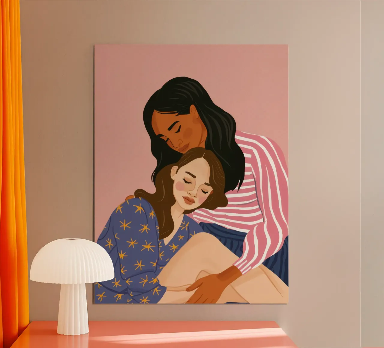 L'abbraccio amorevole degli amici poster con telaio in legno da Sentinel Glow