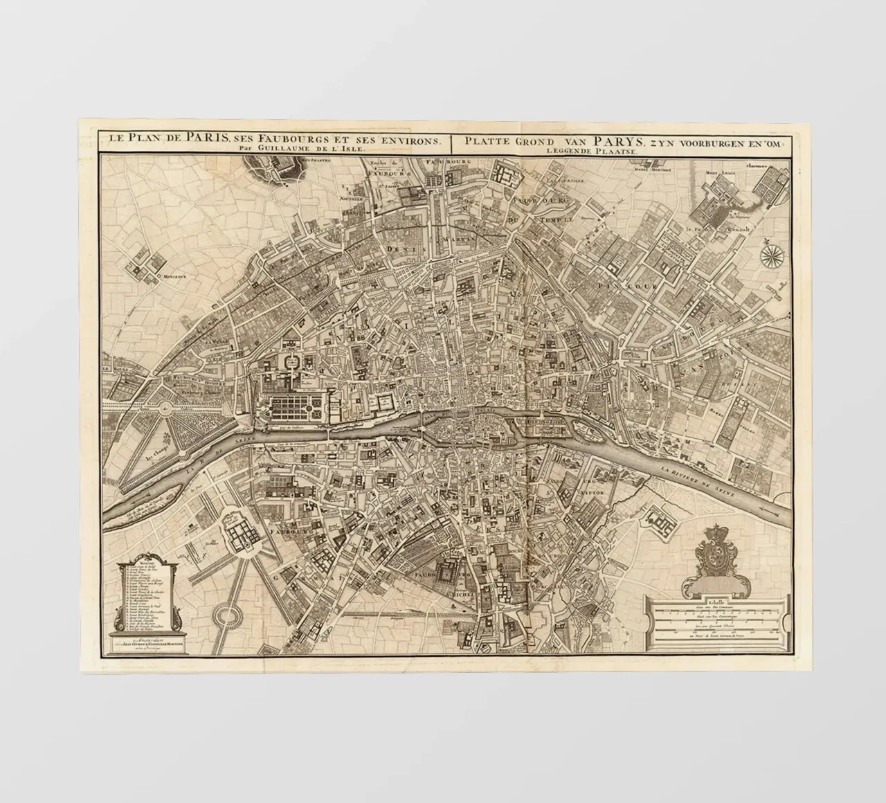 Poster d'epoca con la mappa di Parigi telo in pvc da Lyndamaps